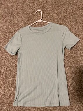 a new day Light Sage Ribbed Crewneck Short Sleeve Tee